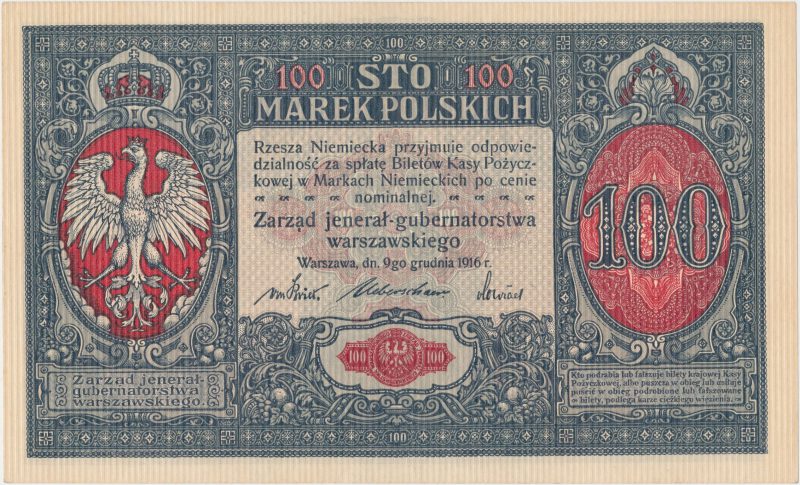 100 marek polskich 1916 Jenerał z numeracją 7-cyfrową
