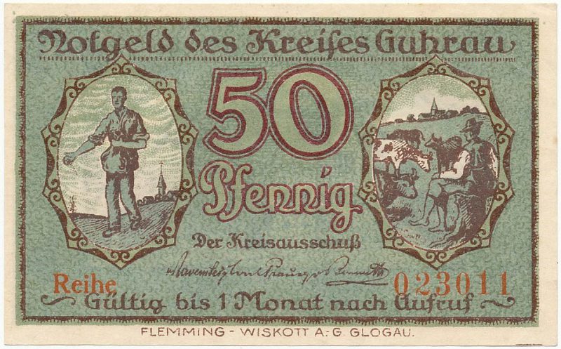 Notgeld 50 fenigów 1920 powiatu Góry z błędem w oznaczeniu serii