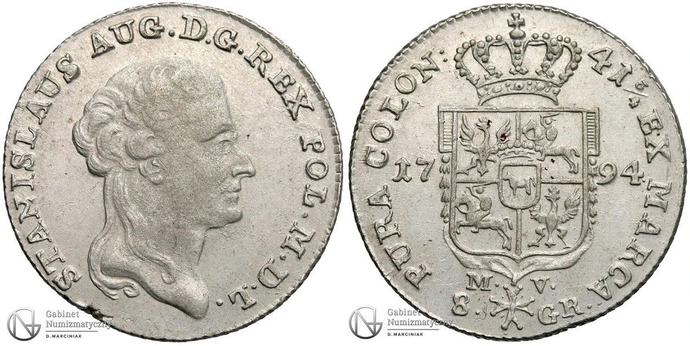 8 groszy 1794 ze Stanisławem Augustem Poniatowskim
