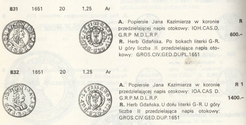 Dwugrosz z obwódką opisany w Katalogu Monet Polskich