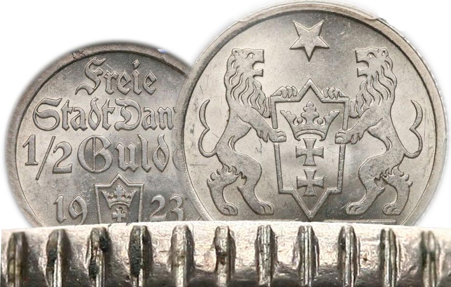Oryginalność 1/2 i 1 gulden 1923 Gdańsk