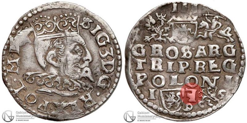 Trojak Lublin 1596 Zygmunt III Waza z odwróconą literą F